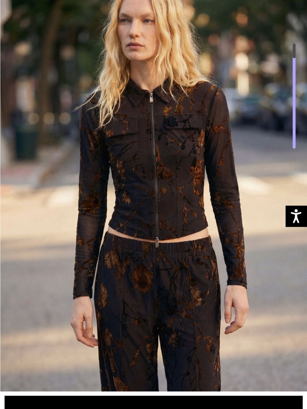 Desigual Black and Brown Floral Zip Jacket & Pants Set